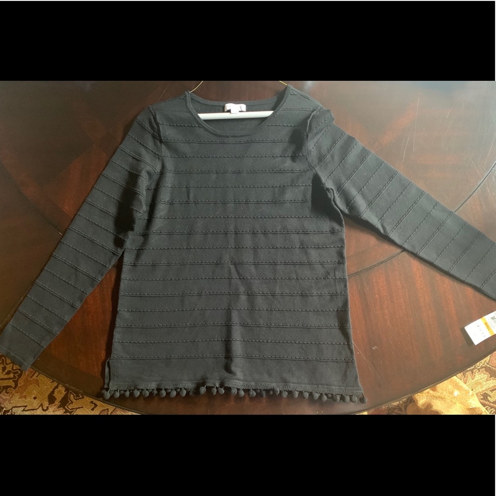 Charter Club Black sweater with detailed trim